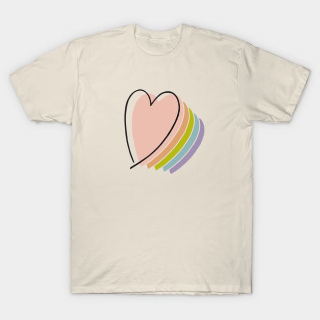 boho rainbow heart design line art heart T-Shirt by B*Shoppe